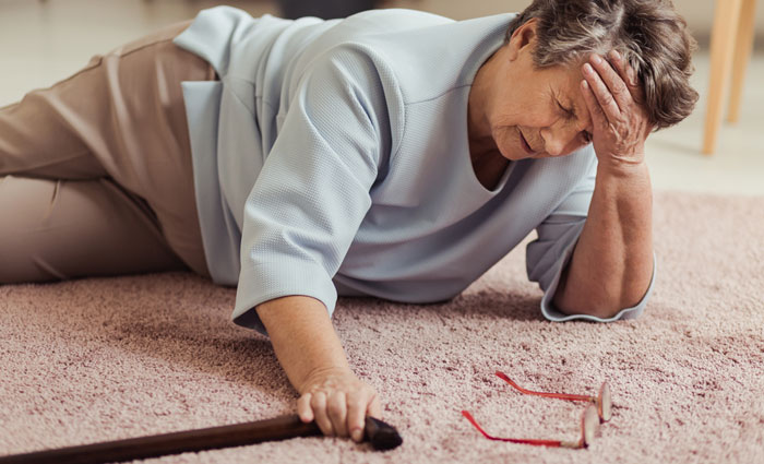 elderly lady fell on floor