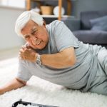 elderly man falls and injures his shoulder